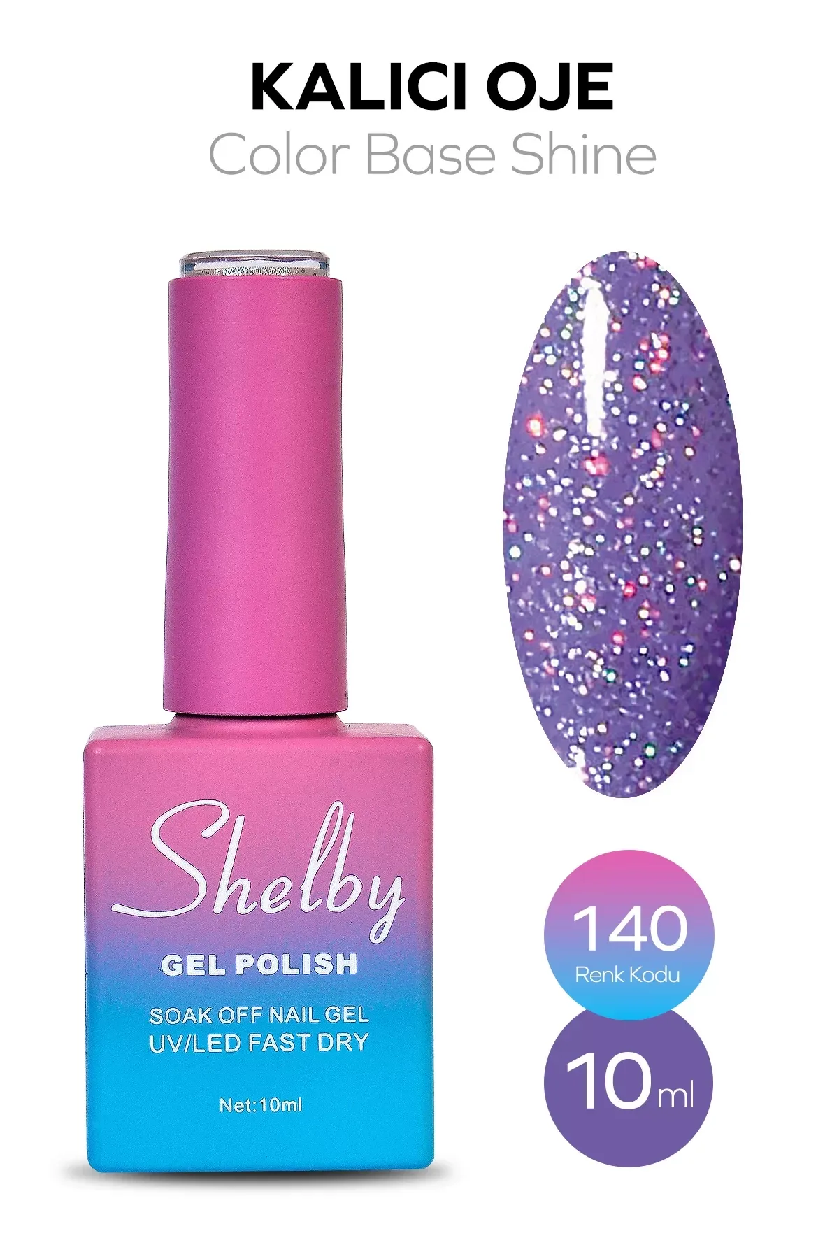 SHELBY 10 ML. A140 RENKLİ IŞILTILI KALICI OJE