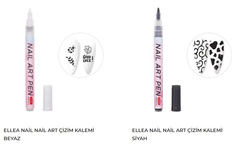 NAİL ART ÇİZİM KALEMİ SİYAH VE BEYAZ RENK